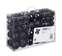 Relaxdays Set de 100 Bolas, Decoración navideña, Mate, Brillante, Árbol de Navidad, ∅ 3,4 & 6 cm, Negro, 7 x 6 x 6 cm