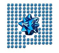 Relaxdays Set de 100 Lazos Regalo Adhesivos, Polipropileno, Azul, 5 cm de Diámetro