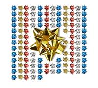 Relaxdays Set de 100 Lazos Regalo Adhesivos, Polipropileno, Multicolor, 5 cm de Diámetro