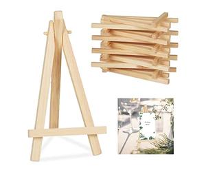 Relaxdays Set de 100 Mini Caballetes, Decoración Mesa Boda, Atril Fotos, Porta Carteles, Madera, 15,5 x 8 cm, Marrón