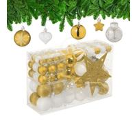 Relaxdays Set de 101 bolas de árbol de Navidad blanco,oro,plata