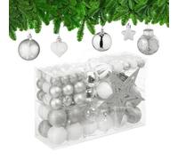 Relaxdays Set de 101 bolas de árbol de Navidad blanco,plata