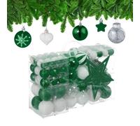 Relaxdays Set de 101 bolas de árbol de Navidad blanco,verde oscuro,plata