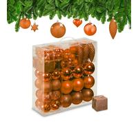 Relaxdays Set de 110 bolas de árbol de Navidad naranja,plata