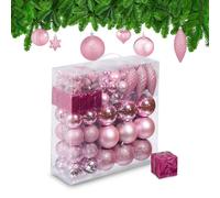 Relaxdays Set de 110 bolas de árbol de Navidad fucsia,plata