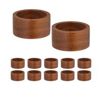Relaxdays Set de 12 Anillos Servilleteros, de Madera de Acacia, 2,5 x 5 cm, para Servilletas de Papel y Tela, Marrón