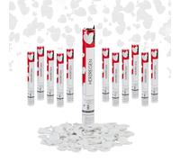 Relaxdays Set de 12 cañones de confeti corazones blanco