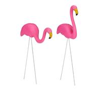Relaxdays Set de 12 flamencos de jardín rosas fucsia