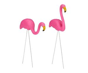Relaxdays Set de 12 flamencos de jardín rosas fucsia