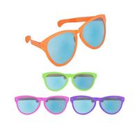Relaxdays Set de 12 Gafas de Fiesta, Lentes Gigantes Party, Carnaval y Festival, Plástico, Cristal Azul, Multicolor, 9x25x3 cm