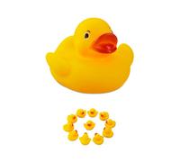 Relaxdays Set de 12 patitos de goma para baño amarillo,rojo