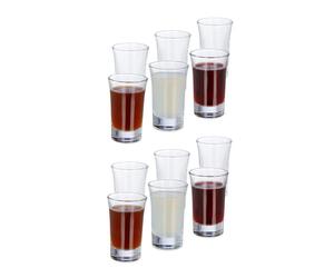 Relaxdays Set de 12 vasos de 4cl para chupitos transparente