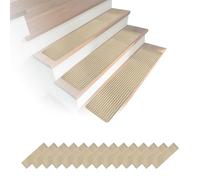 Relaxdays Set de 16 Alfombrillas Autoadhesivas para escalones, rectangulares, 75 x 20 cm, Beige