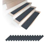Relaxdays Set de 16 Alfombrillas para escalones rectangulares Autoadhesivas 75 x 20 cm Gris Oscuro