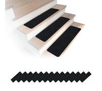 Relaxdays Set de 16 Alfombrillas rectangulares Autoadhesivas 65 x 20 cm Negras