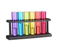 Relaxdays Set de 18 vasos para chupitos con forma de tubo de ensayo, Con soporte, Plástico, 4 cl, Multi-color