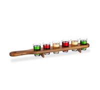 Relaxdays Set de 18 vasos para chupitos, Tres porta chupitos, 4 cl, Medio metro, Marrón