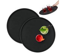 Relaxdays Set 2 Bandejas Bar, Redondas 45 cm Ø, Tabla Servir, Superficie Antideslizante, Camareros, Gastronomía, Negro