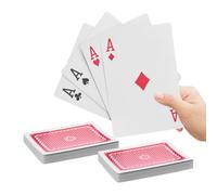 Relaxdays Set de 2 barajas de póker gigantes blanco,rojo,negro