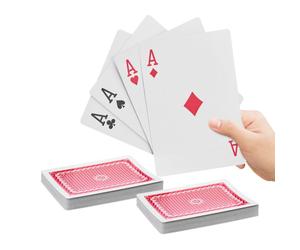 Relaxdays Set de 2 barajas de póker gigantes blanco,rojo,negro