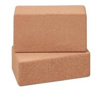 Relaxdays Set de 2 bloques de yoga de corcho marrón claro