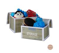 Relaxdays Set de 2 Cajas de almacenaje, Baúl Vintage para Juguetes, con Tapa, Apilable, Verde, 15x26,5x19 cm