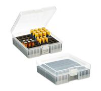 Relaxdays Organizadores para Pilas en Set de 2, para 60 Baterías AA y AAA, 5,5 x 15 x 15,5 cm, Transparente y Negro
