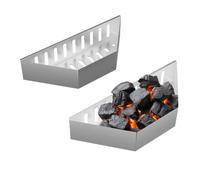 Relaxdays Cesta de Carbón, Set 2, Barbacoa, 7,5x38x12 cm, Asado Directo e Indirecto, Acero, Bandeja Parrilla, Plateado, 100%