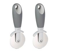 Relaxdays 2 Cortadores Pizzas, Rueda Cortamasas, Acero Inoxidable, 18,5x8x4cm, Mango Antideslizante, Plateado/Antracita