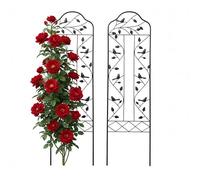 Relaxdays, Set de 2 enrejados para Enredaderas, 115 x 32 cm, Metal Vintage, Soporte para Rosales, Negro