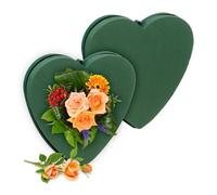 Relaxdays Espuma Foral Flores Frescas, Set de 2, Corazón, 26,5x26,5x4 cm, Esponja para Manualidades, Gomaespuma, Verde