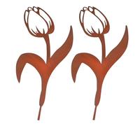 Relaxdays Set de 2 estacas tulipán marrón