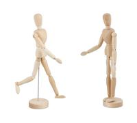 Relaxdays Set de 2 figuras articuladas para dibujo marrón claro,plata