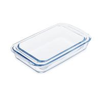 Relaxdays Set de 2 fuentes de cristal para horno transparente