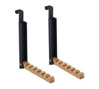 Relaxdays Set de 2 ganchos plegables para puerta marrón claro,negro