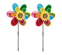 Relaxdays Set de 2 molinos de viento diseño flor amarillo,verde,rojo