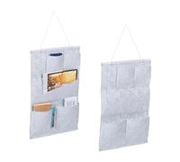 Relaxdays Set de 2 Organizadores Colgantes, 5 Compartimientos, Almacenaje Pasillo, Oficina, 60 x 41 cm, Fieltro, Gris
