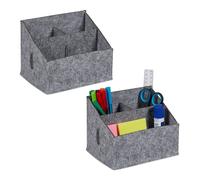 Relaxdays Set de 2 organizadores de escritorio gris