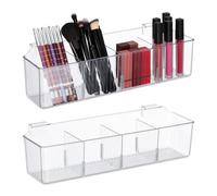 Relaxdays Organizador de Puerta Armario, Set 2, Cestas Colgantes Cocina y Baño, 10x38x12,5 cm, Plástico, Transparente