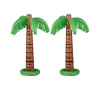 Relaxdays Aufblasbare Palme 2er Set Pack 2 Palmeras Hinchable, Juguetes Piscina y Playa, Decoración Fiesta Verano, 80 cm Alto, Verde y Marrón, 80 x 62 cm