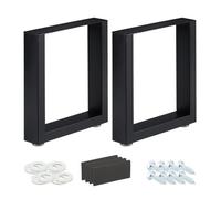 Relaxdays Juego de 2 Patines, Color Negro Patas de Mesa en Set de 2, 40 x 43 cm, de Metal, Escritorio, Mesita, Cajonera, Industrial, Acero