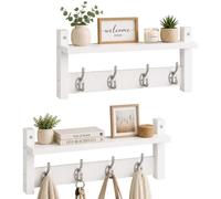 Relaxdays Set de 2 percheros de pared blanco