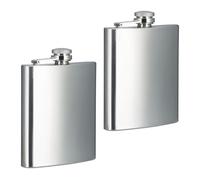 Relaxdays Set de 2 petacas de 200 ml plata