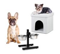Relaxdays set de 2 piezas para perros blanco,negro,plata