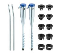 Relaxdays Set de 2 piquetas para la sombrilla azul,negro,plata