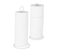 Relaxdays Set de 2 Portarrollos de Cocina, Porta Rollo Papel, Soporte Dispensador, WC, Metal, 32 x 13 cm, Blanco