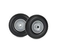 Relaxdays Rueda de Carretilla 2.50-4, Set 2, Goma Maciza, Llanta de Acero, Neumático Repuesto, Antipinchazos, Negro/Gris