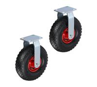 Relaxdays Set de 2 ruedas para muebles 3.00-4 rojo,negro,plata