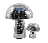 Relaxdays Set de 2 Setas Disco, Decorativas de Cristal espejado, 2 tamaños, decoración Brillante, Bola de Discoteca.