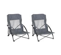 Relaxdays Set de 2 sillas de Playa Plegables, Ligeras, con Bolsa, 100 kg, poliéster/Metal, 65x54x50 cm, Gris